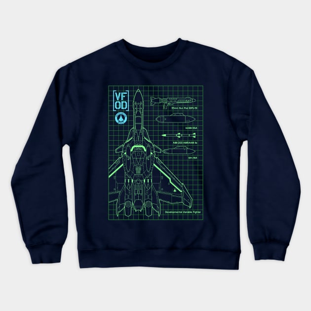 Macross VF0D Blueprint Crewneck Sweatshirt by don_kuma